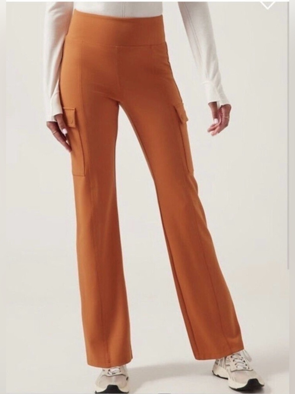 Athleta Delancey Straight Cargo Pant Size 1X Foliage Orange pull on Curvy Girl